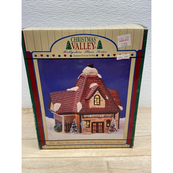 Vtg 1991 Christmas Valley East Market Union Illuminated Porcelain Building - Picture 15 of 16